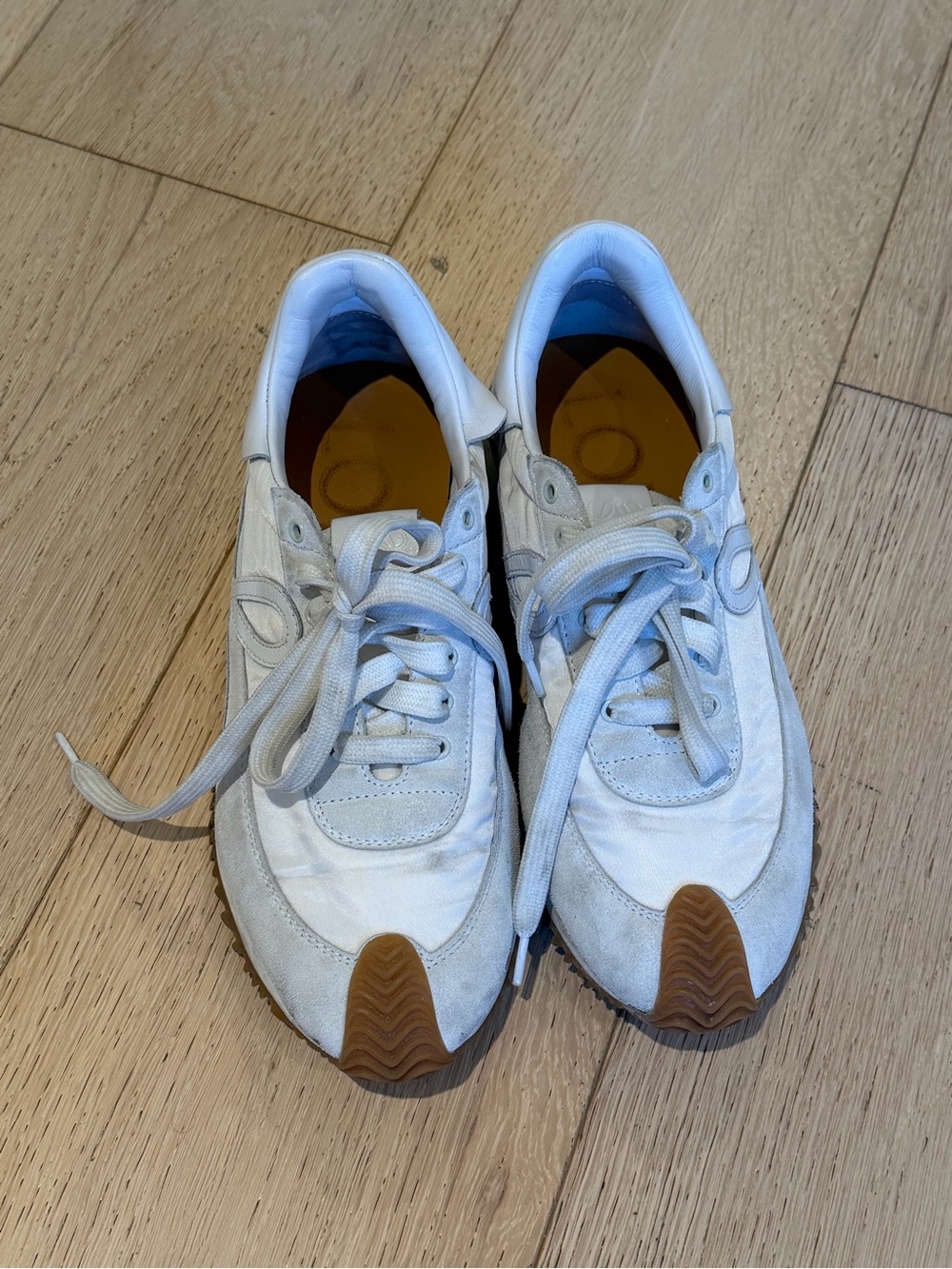 Loewe Cream Suede & Gum Rubber Low-Top Sneakers - Picture 4 of 5